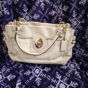 Coach Peyton Leather Handbag Satchel -- Patent in Ivory Cream